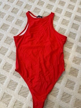 Speedo Red High-Cut Open-Back One-Piece